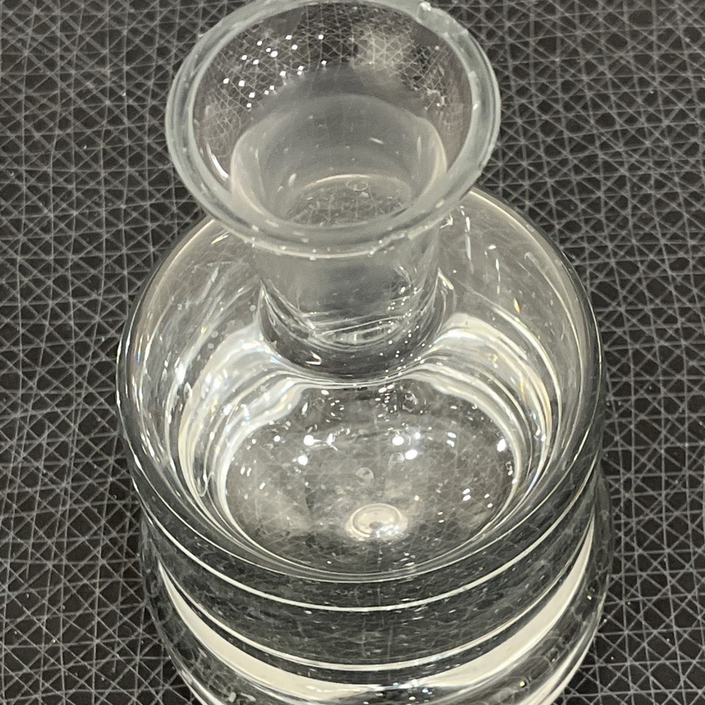 KROSNO HEAVY HAND BLOWN GLASS DECANTER With Bubble On Base 7" Tall, No Stopper - Picture 4 of 9